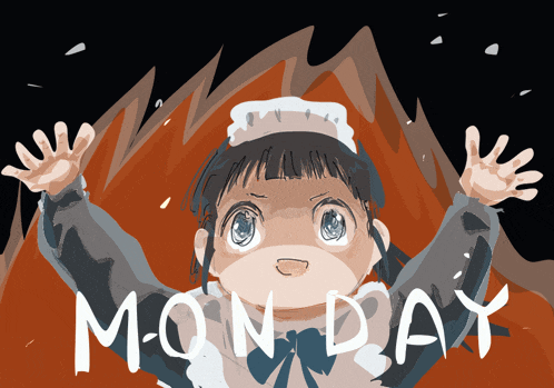 a drawing of a girl with the word monday written on the bottom