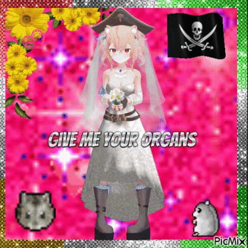a picture of a girl in a wedding dress with the words give me your organs below her