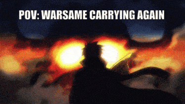 a poster that says pov warsame carrying again with a man in the foreground