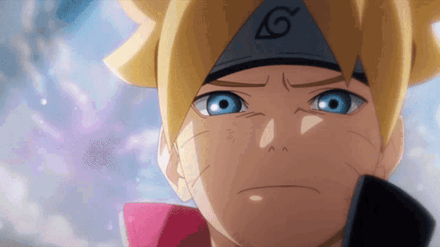 a close up of a naruto character with a g on his headband