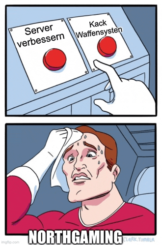 a cartoon of a man pressing a button that says " server verbessern "