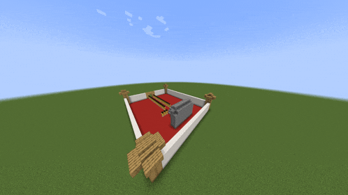 a minecraft drawing of a triangle with a red floor