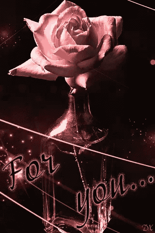 a rose in a glass vase with the words for you