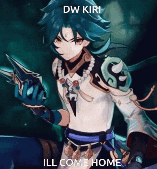 a picture of a cartoon character with the words dw kiri ill come home
