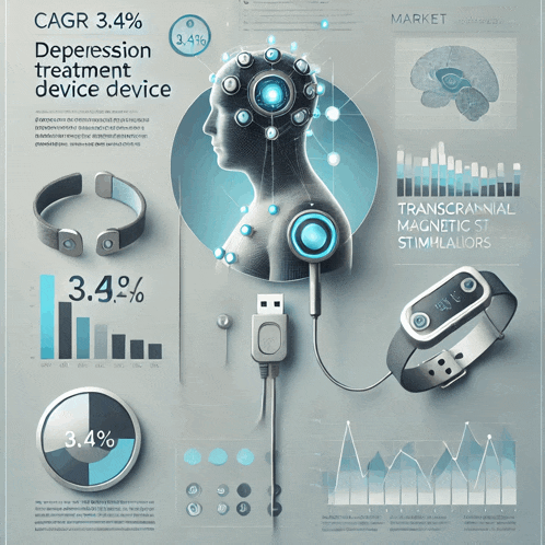 an advertisement for a depression treatment device device with graphs and charts