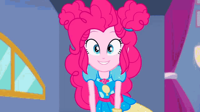 pinkie pie from my little pony equestria girls wearing a blue dress