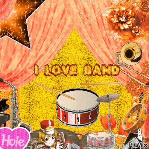 a picture of a band with the words i love band written in red