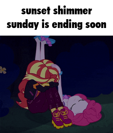 sunset shimmer from my little pony is laying on her back in the dark