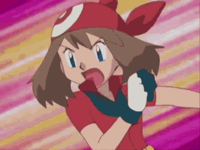 may from pokemon is wearing a red hat