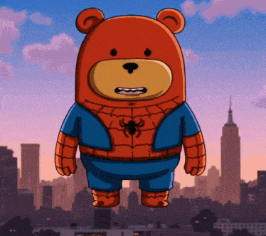 a cartoon of a bear dressed as spider-man