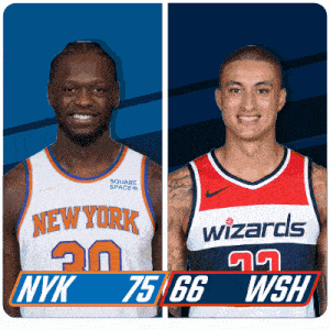 New York Knicks (75) Vs. Washington Wizards (66) Third-fourth Period Break GIF - Nba Basketball Nba 2021 GIFs