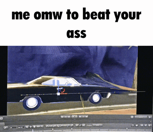 a computer screen with a car on it and the words me omw to beat your ass
