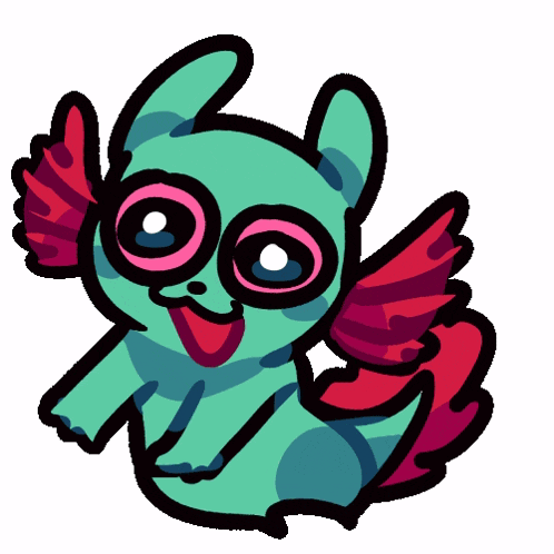 a cartoon drawing of a cat with wings and big pink eyes