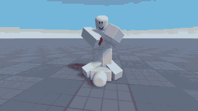 a white roblox character is surrounded by blood and the words you flake