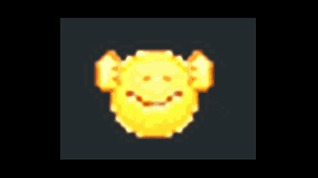 a pixel art of a smiley face waving