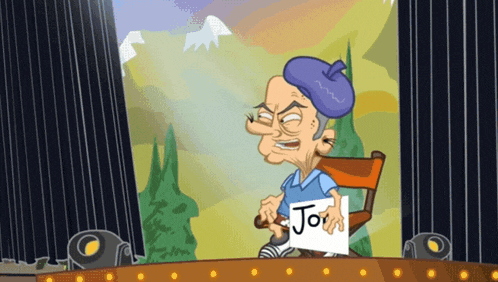 a cartoon of a man holding a sign that says " jon "