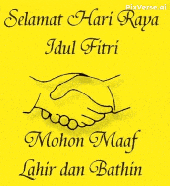 two people shaking hands with the words selamat hari raya idul fitri mohon maaf lahir dan bathin
