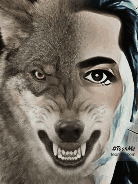 a drawing of a woman with a wolf 's face