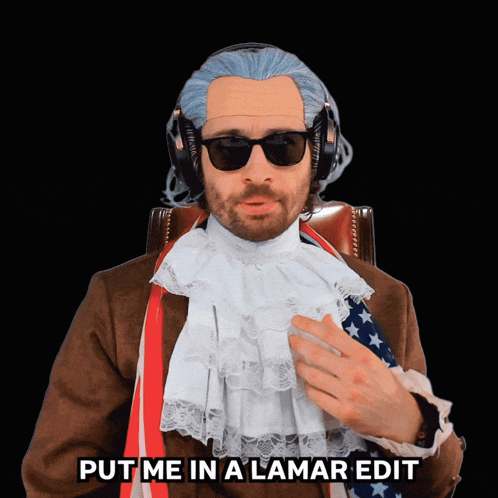 a man in a lamar edit costume is wearing headphones and sunglasses