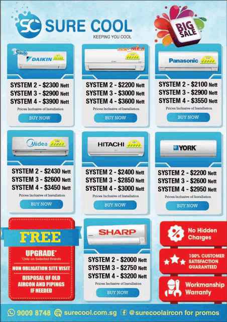 an advertisement for sure cool air conditioners with a big sale on it