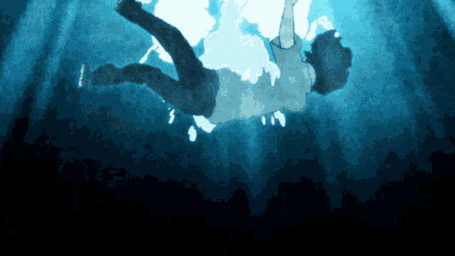 a drawing of a person floating in the air