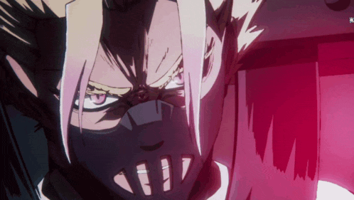 a close up of a cartoon character with a mask on