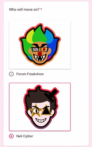 a picture of a clown and a picture of a man with a triangle on his face