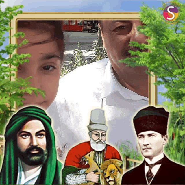 a picture of a man and a child with a s on the bottom right