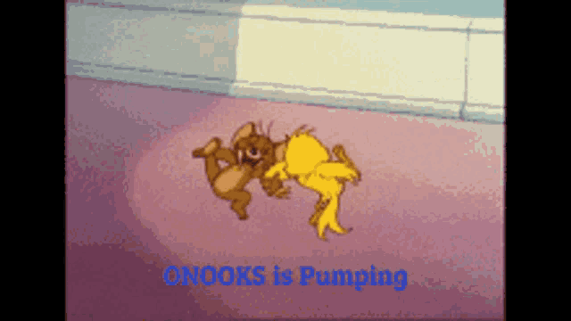 a cartoon of two animals with the words onooks is pumping below them