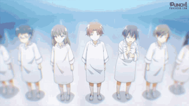 a group of anime characters are lined up in a row with punch.sub.com in the upper right corner