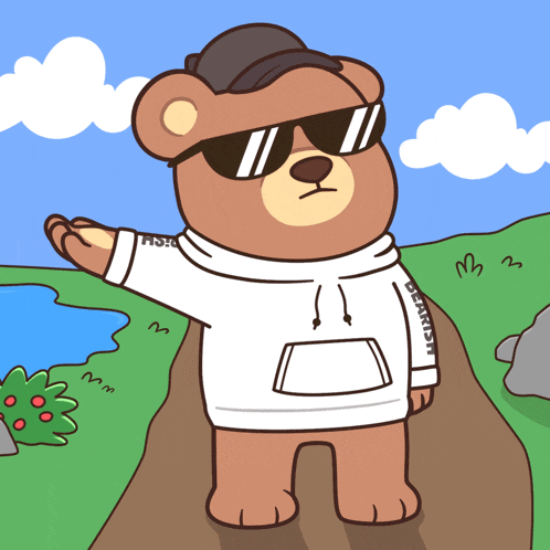 a teddy bear wearing sunglasses and a hoodie that says " i love you " on it