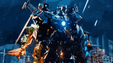 a robot with a blue light on its head
