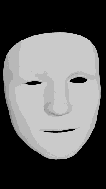 a 3d model of a white mask on a black background