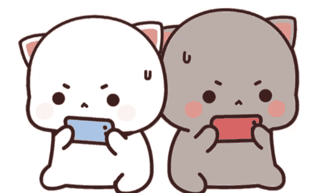 two cartoon cats are playing a video game and one is angry