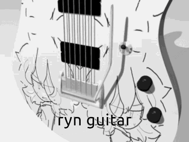a drawing of a guitar with the words ryn guitar written on it