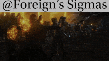 foreign 's sigma is written above a group of people in a dark room