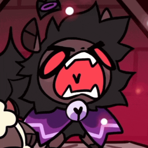 a cartoon character with a bell around his neck is screaming with the letter v in his mouth