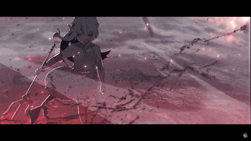 a drawing of a girl with a sword and a sword in her hand