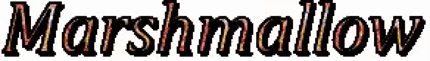 the word marshmallow is written in plaid letters on a white background