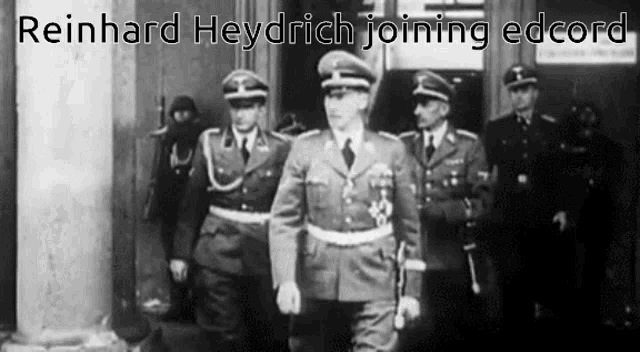 a black and white photo of reinhard heydrich joining the edcord