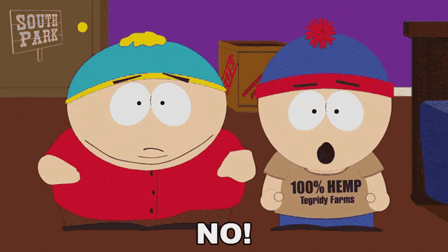 two south park characters are standing next to each other
