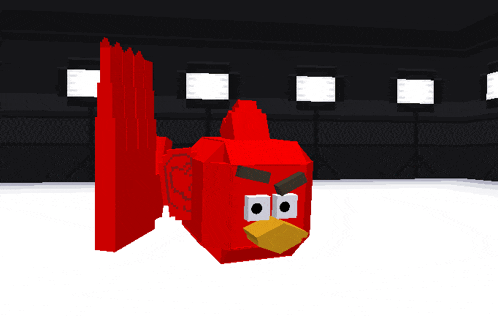 a red angry bird in a dark room