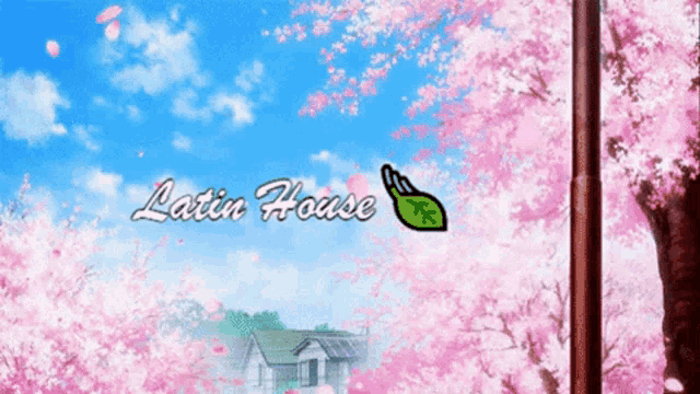 a picture of a cherry blossom tree with latin house written on the bottom