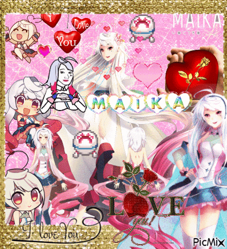 a picture of a girl with white hair and the words " i love you "