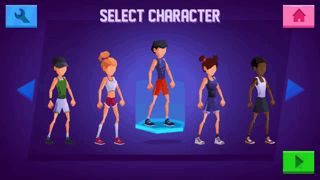 a screenshot of a game that says select character on the top