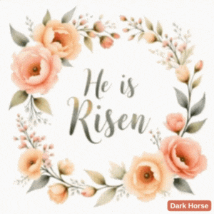 a floral wreath with the words he is risen written on it