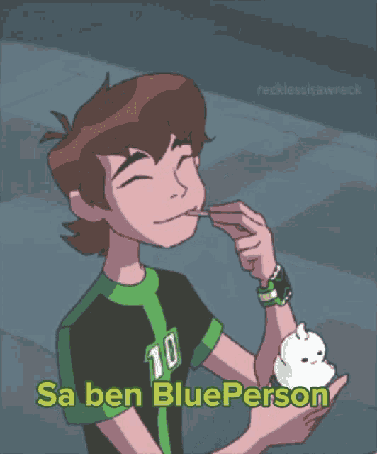 ben tennyson from ben 10 eating ice cream