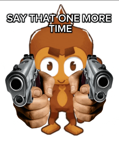 a picture of a monkey holding two guns and the words say that one more time