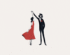 a man and a woman are dancing together on a white background .