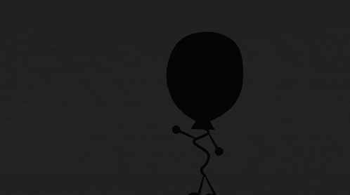 a silhouette of a stick figure with a balloon on his head